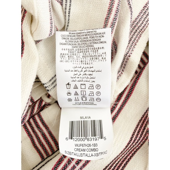 BCBGMAXAZRIA Milana Lace Up Tunic Dress Pockets White Red Black Striped Pullover - Picture 11 of 11